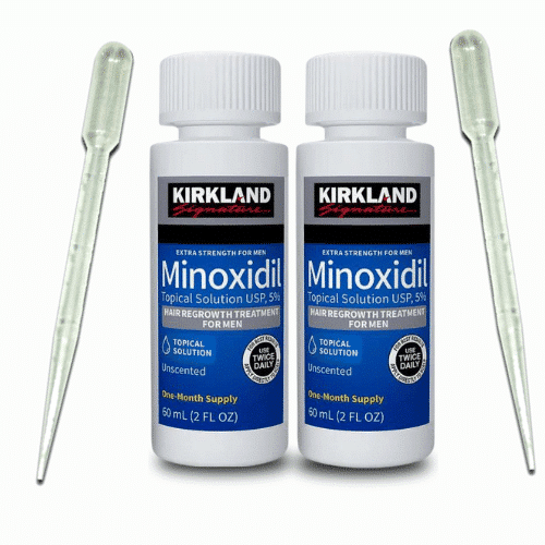 2 Frascos Minoxidil Kirkland 5% Original + Aplicador – Barba e Suplementos